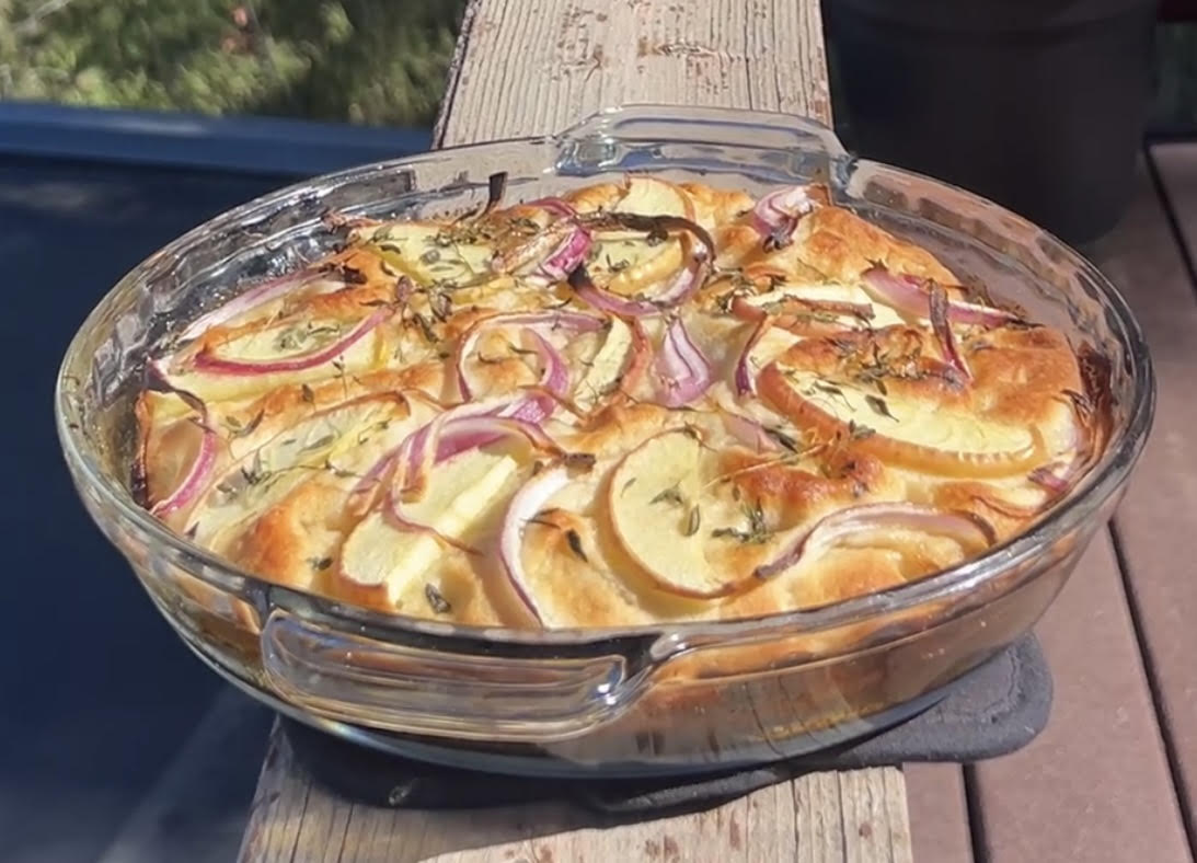 Apple, Thyme & Hot Honey Focaccia With Hot Honey