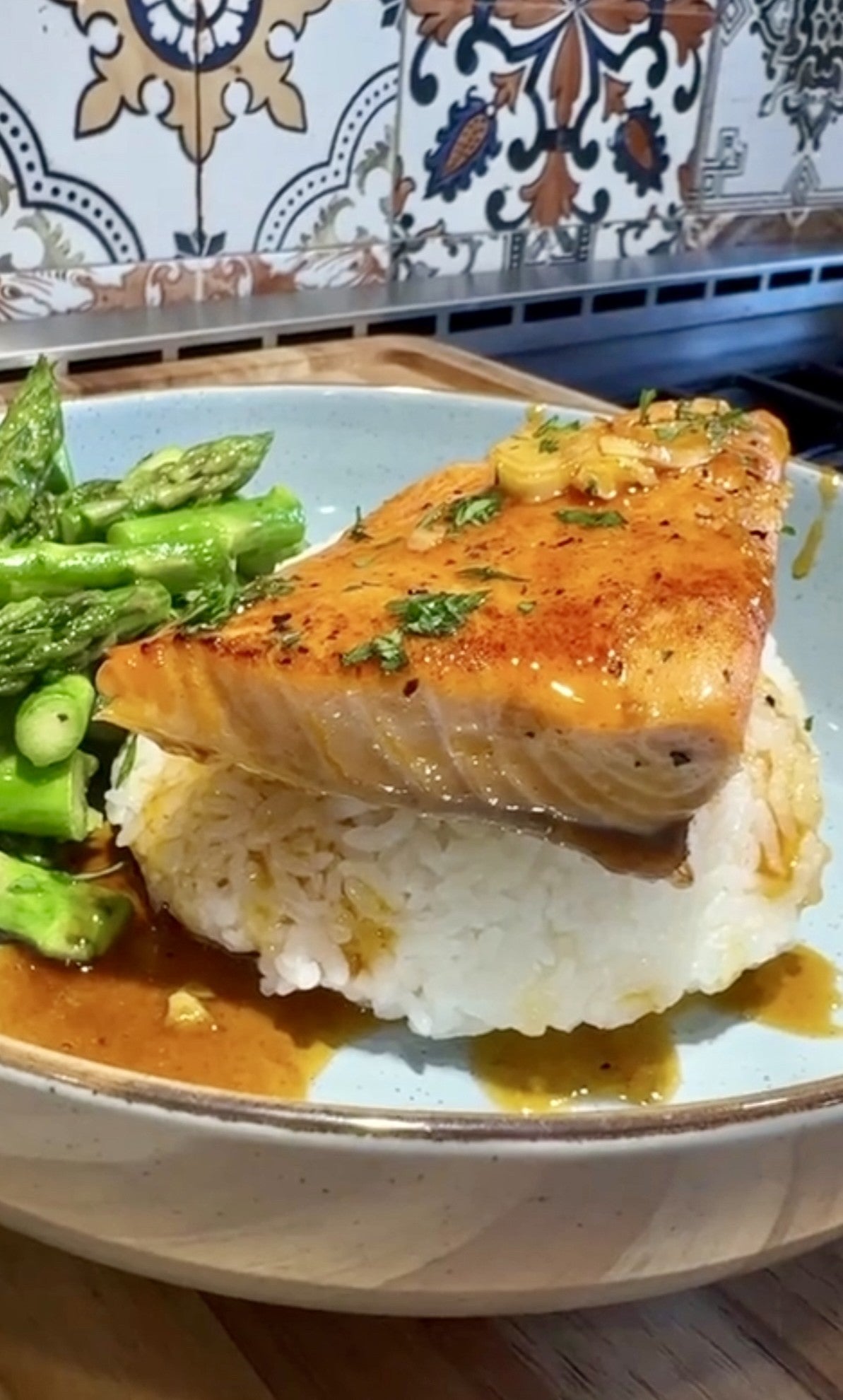 Sticky Garlic Clover Honey Salmon