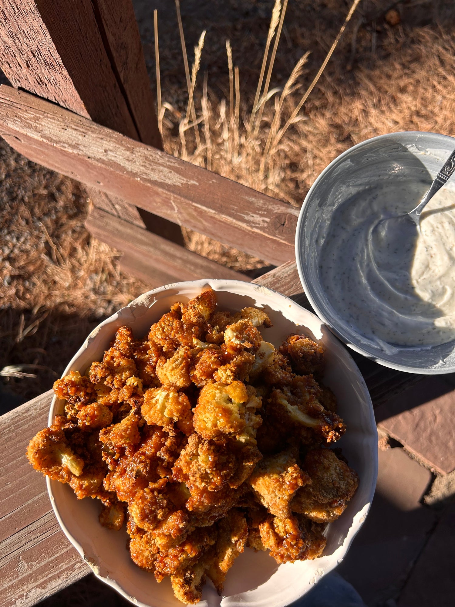 Hot Honey Garlic Air Fryer Crispy Cauliflower