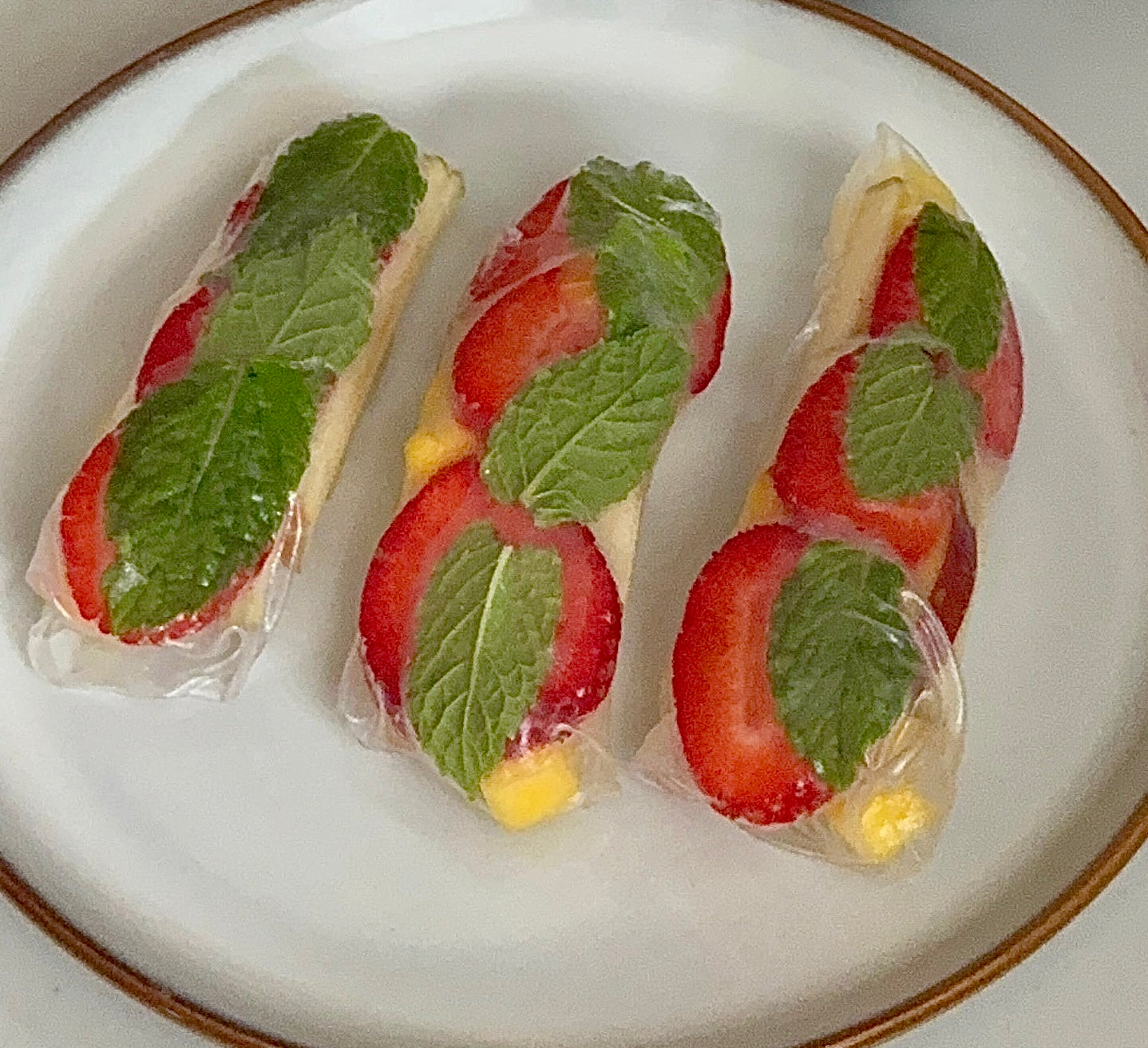Fruit Rice Paper Rolls with Clover Honey Yogurt Dip