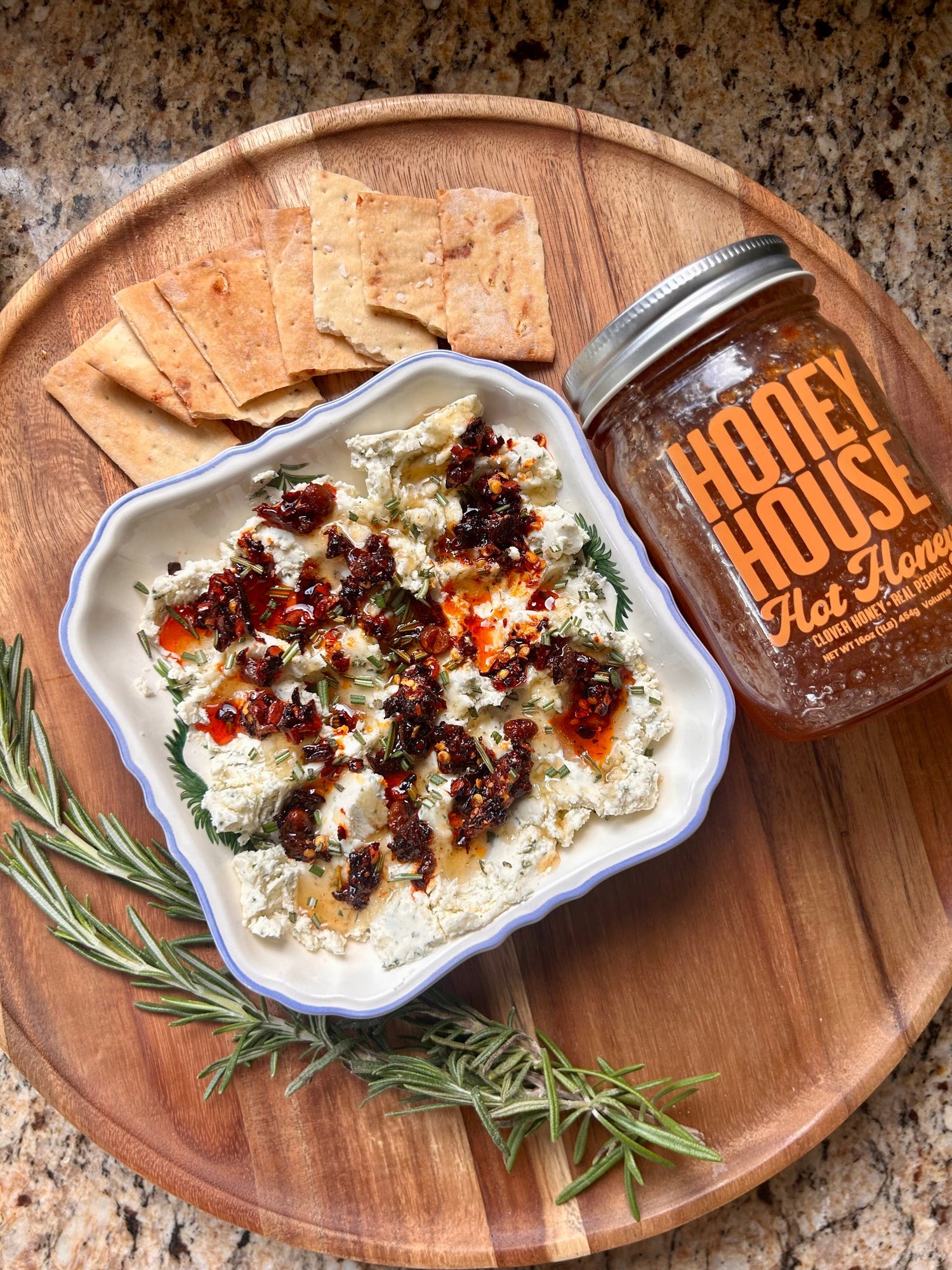 Hot Honey Garlic Herb Cheese Dip