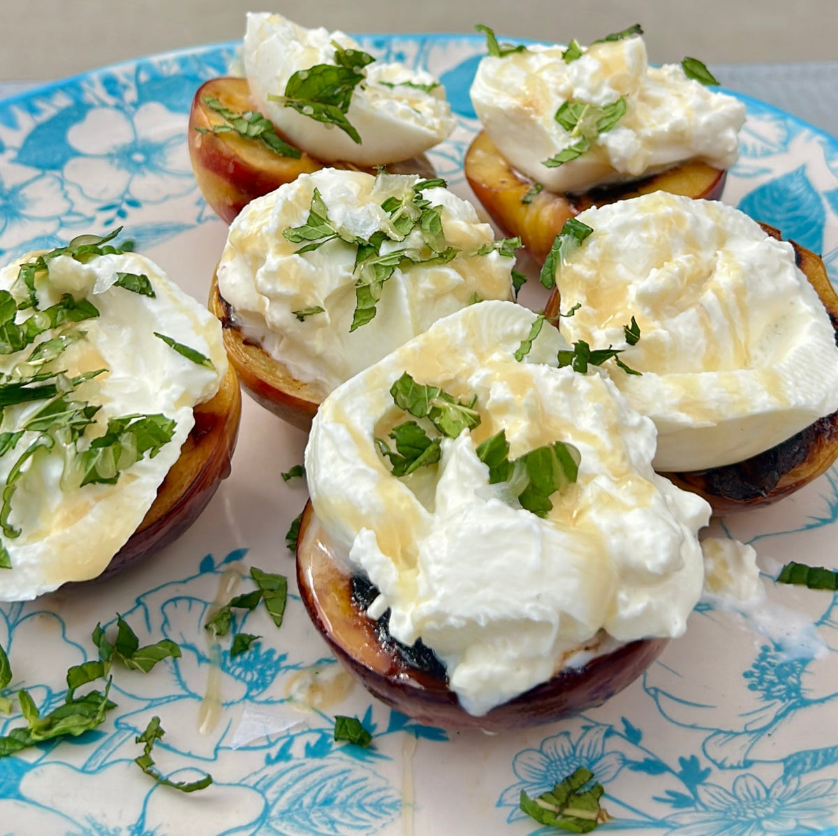 Grilled Nectarines With Burrata and Creamed Honey