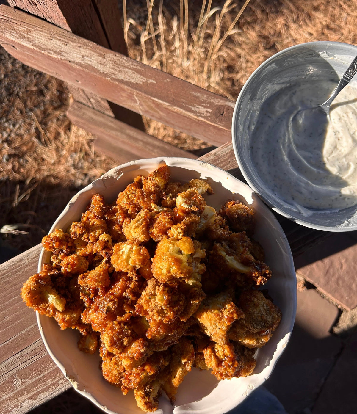 Hot Honey Garlic Air Fryer Crispy Cauliflower