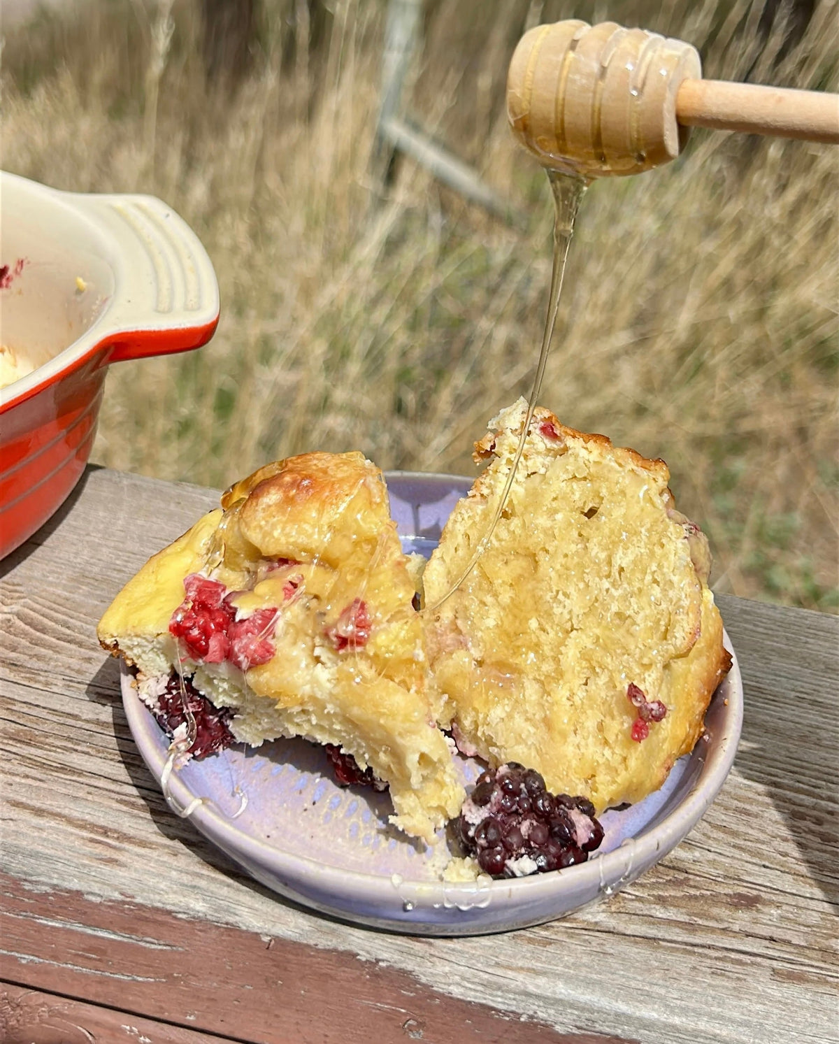 Berry Brioche French Toast Casserole with Clover Honey